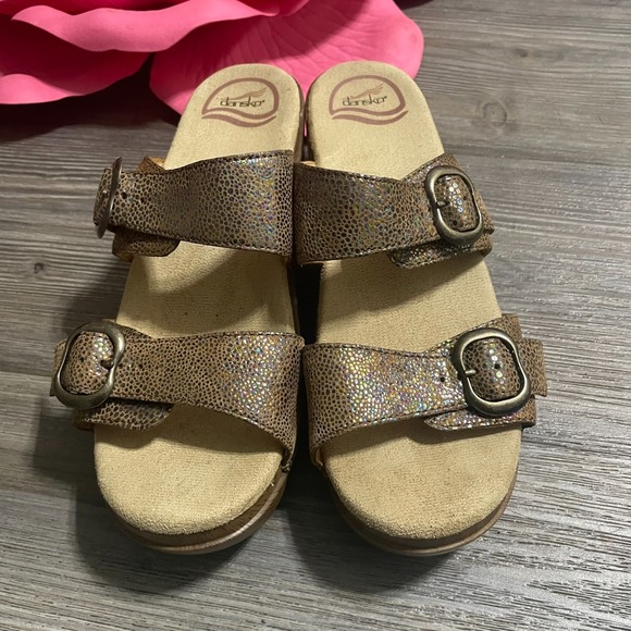 DANSKO Sophie Sandals Metallic Iridescent Leather Clogs Comfort EUR 38/ US 7.5 - Picture 3 of 12